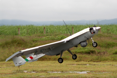 
The Mexican unmanned aerial vehicle S4 Ehécatl at take-off