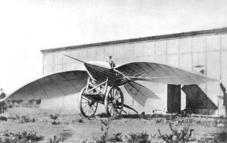 
Le Bris and his glider, Albatros II, photographed by Nadar, 1868