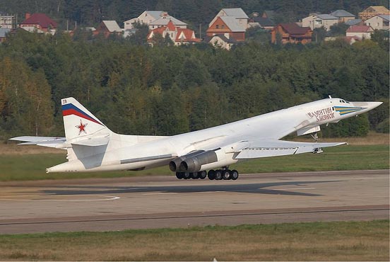 
The Tupolev Tu-160, a supersonic, variable-geometry heavy bomber